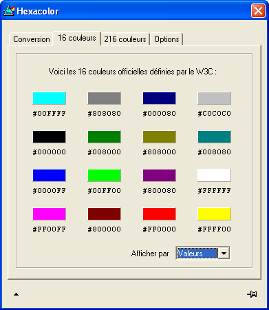 Onglet 16 couleurs