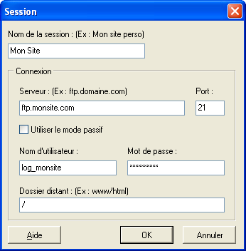 Copie d'écran - Session FTP